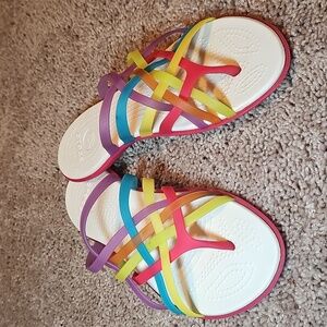 CROCS Purple and Blue Rainbow Strappy Sandals Size 8 Womens C4